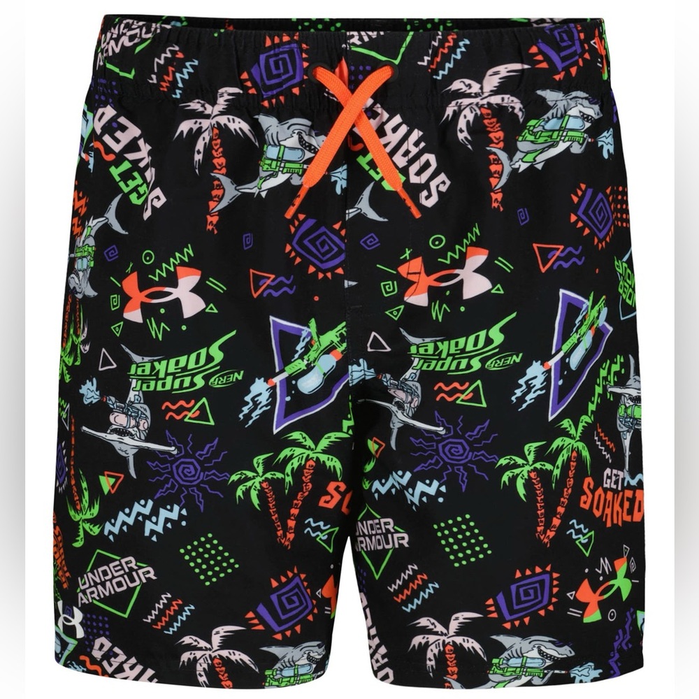 Under Armour Nerf Super Soaker Multicolor Graphic Swim Shorts Big Kids